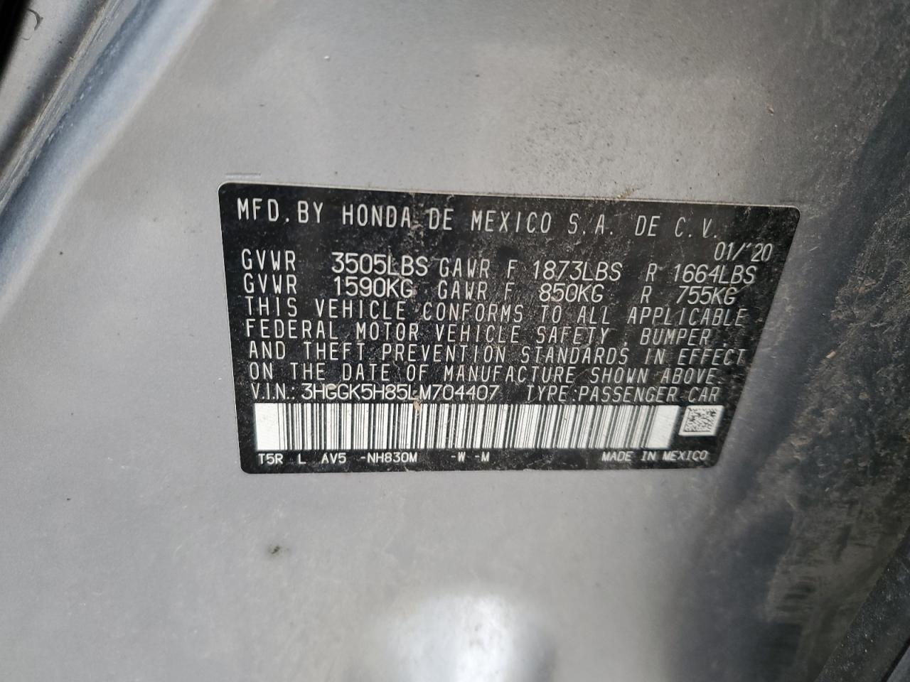 2020 Honda Fit VIN 3HGGK5H85LM704407 Copart auction photo, front end / side damage thumbnail 15