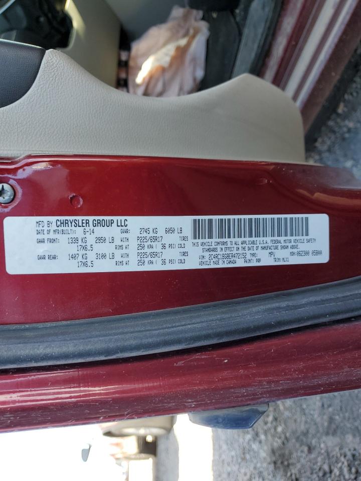 2014 Chrysler Town & Country VIN 2C4RC1BG8ER472152 Copart auction photo, front end / mechanical damage thumbnail 13