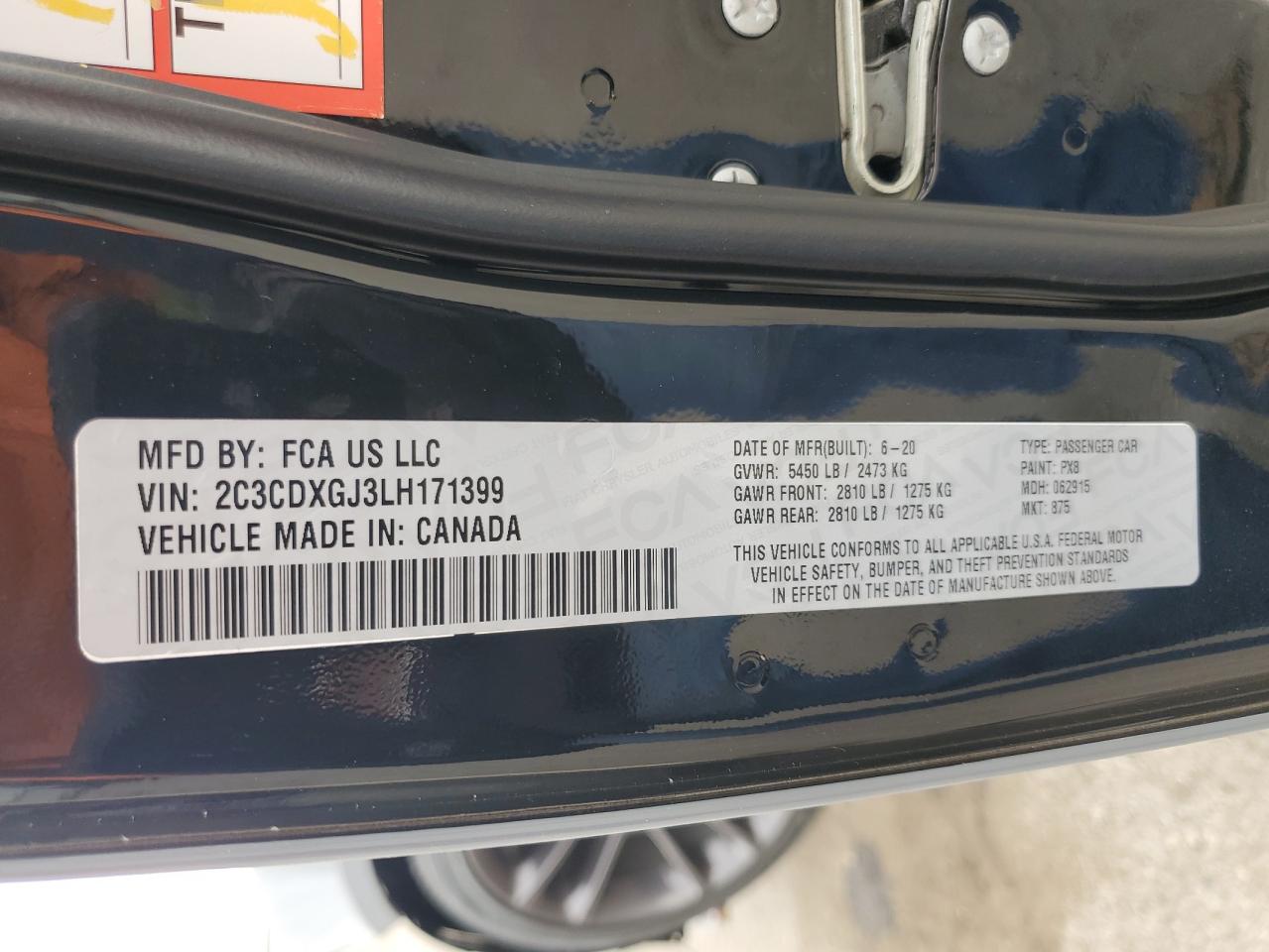 2020 Dodge Charger VIN 2C3CDXGJ3LH171399 Copart auction photo, front end / minor dent/scratches damage thumbnail 12