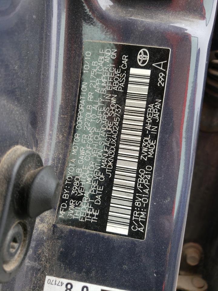 2010 Toyota Prius VIN JTDKN3DUXA0245737 Copart auction photo, front end damage thumbnail 12