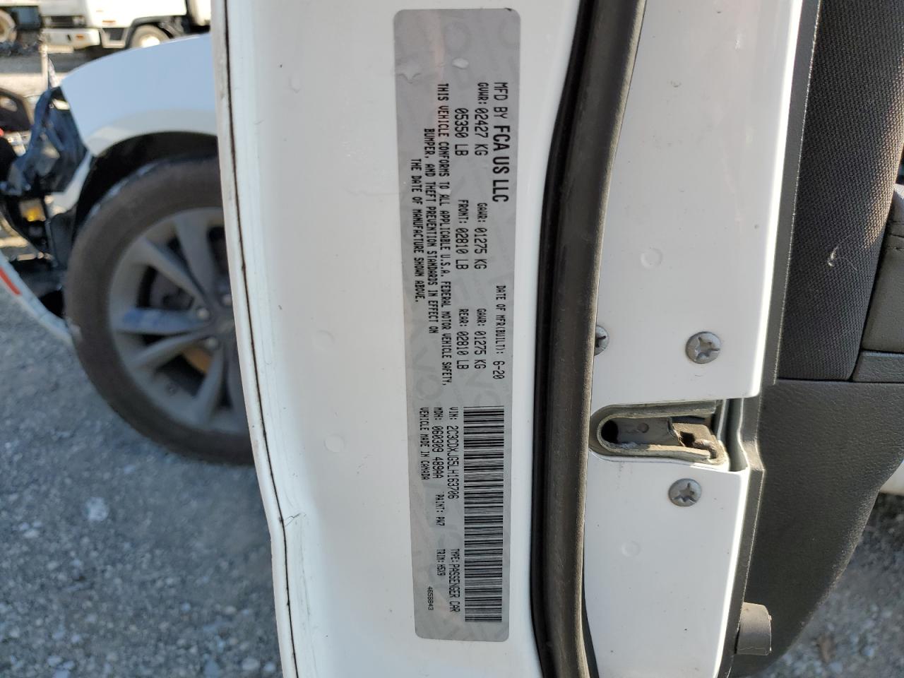2020 Dodge Charger VIN 2C3CDXJG5LH163706 Copart auction photo, front end / side damage thumbnail 12