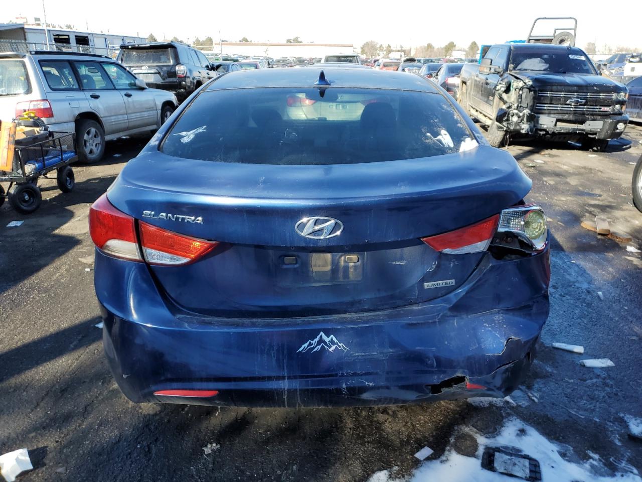 2013 Hyundai Elantra VIN KMHDH4AE3DU736890 Copart auction photo, rear end / front end damage thumbnail 6