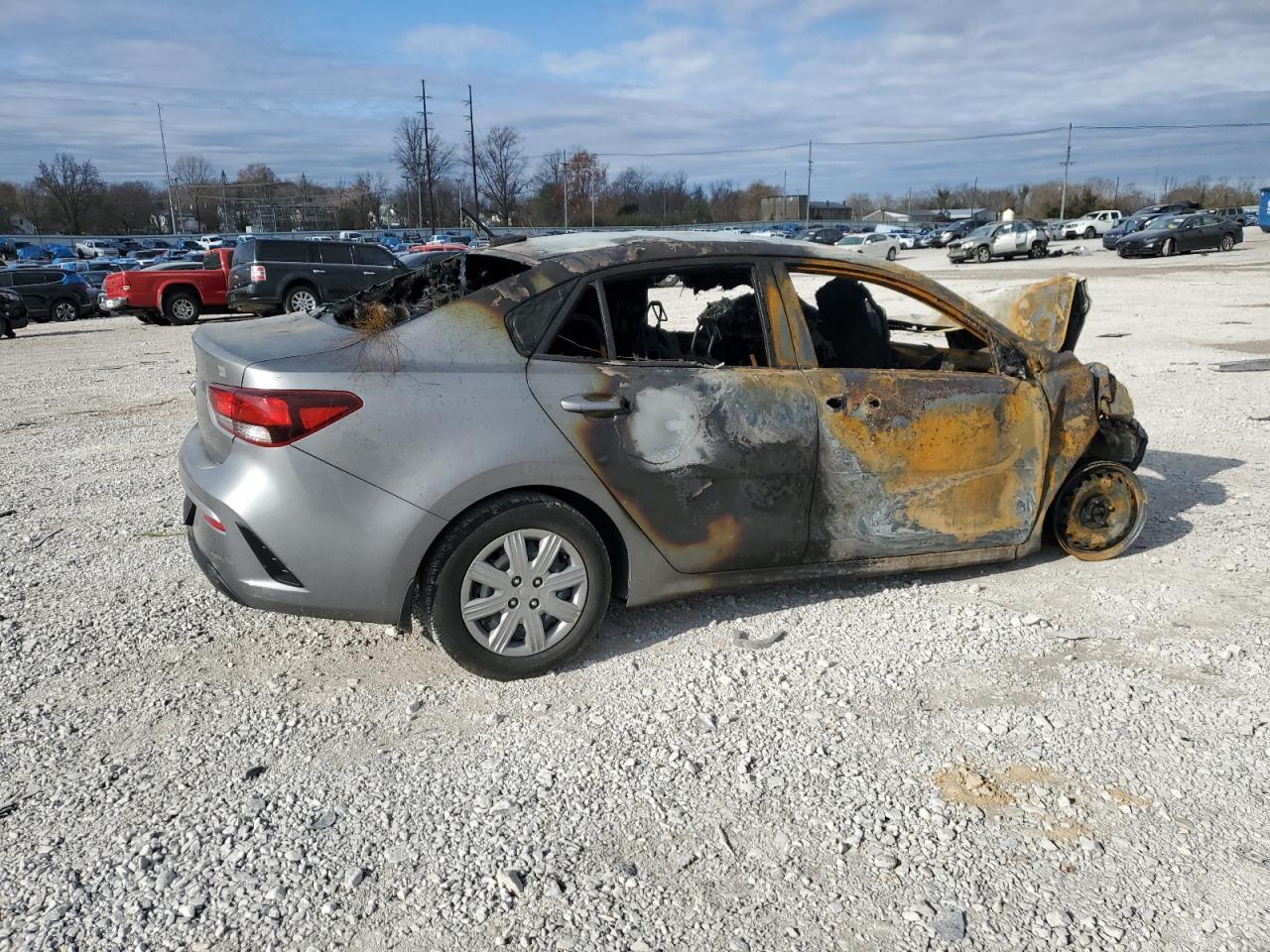 2022 KIA Rio VIN 3KPA24AD6NE435126 Copart auction photo, burn damage thumbnail 3