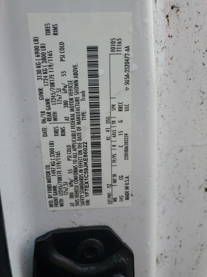 2018 Ford F-150 VIN 1FTEX1C59JKE86022 Copart auction photo, minor dent/scratches damage thumbnail 12