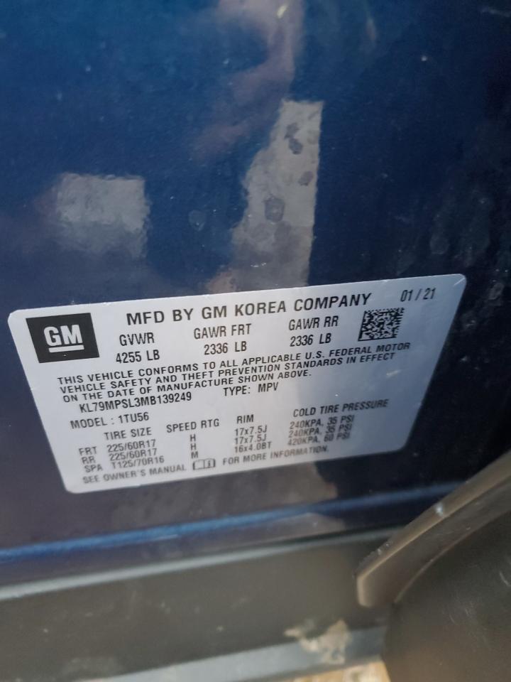 2021 Chevrolet TrailBlazer VIN KL79MPSL3MB139249 Copart auction photo, front end / side damage thumbnail 15