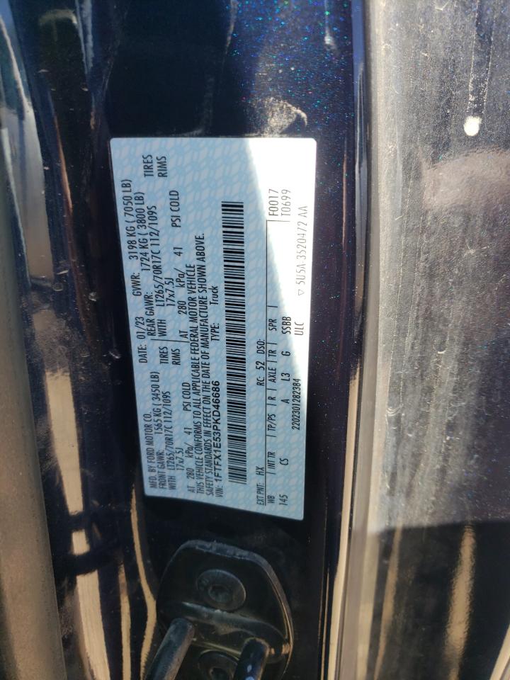 2023 Ford F-150 VIN 1FTFX1E53PKD46686 Copart auction photo, front end / mechanical damage thumbnail 12