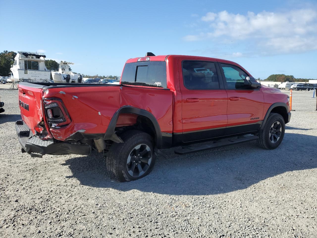 2020 RAM 1500 VIN 1C6RRELT4LN320355 Copart auction photo, rear end damage thumbnail 3