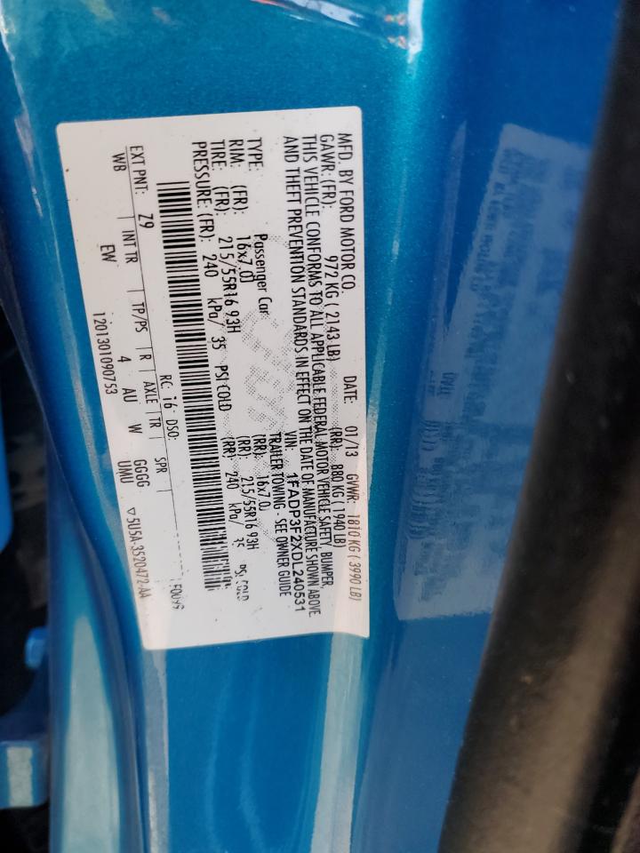 2013 Ford Focus VIN 1FADP3F2XDL240531 Copart auction photo, rear end / minor dent/scratches damage thumbnail 13
