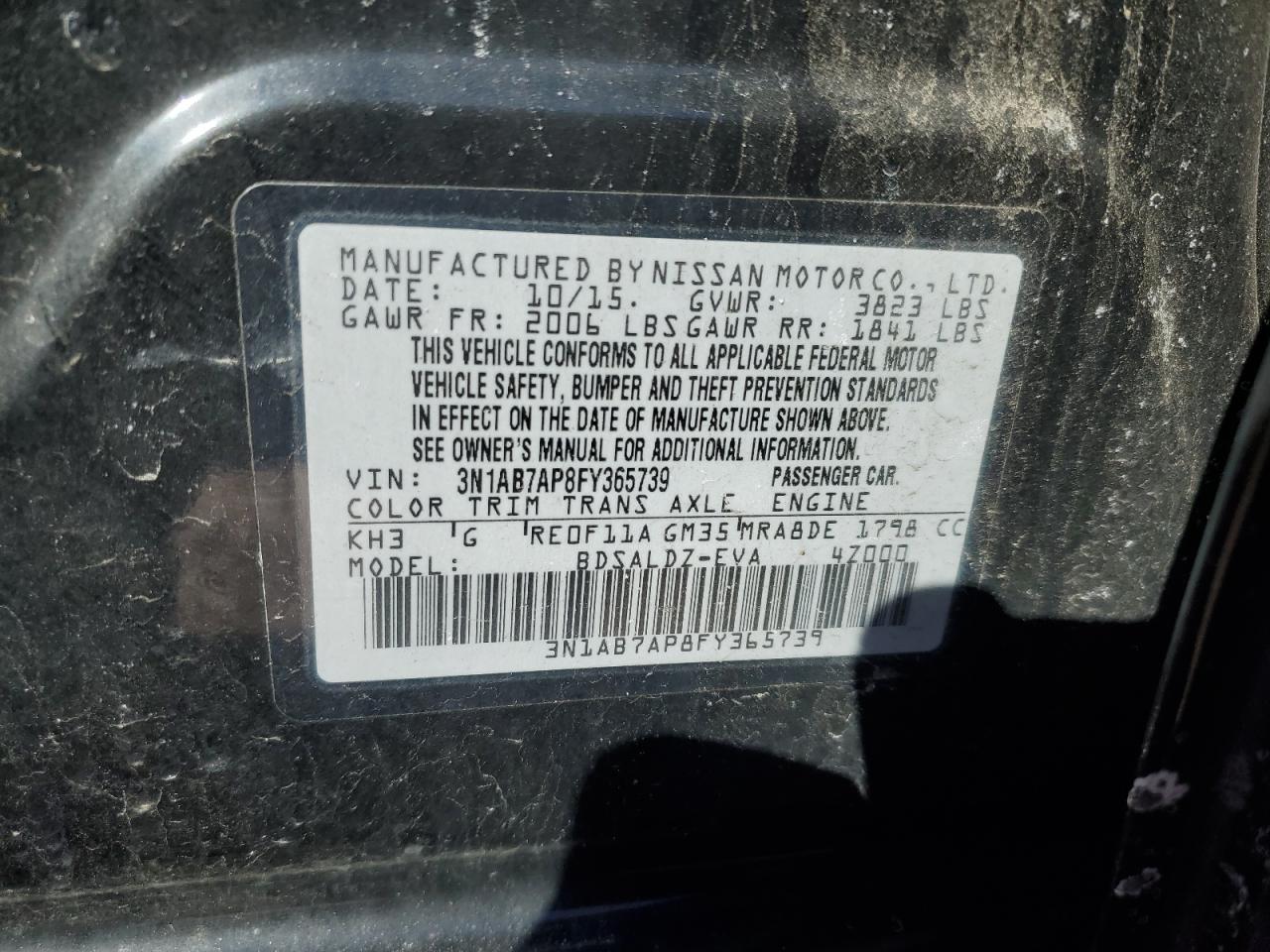2015 Nissan Sentra VIN 3N1AB7AP8FY365739 Copart auction photo, front end damage thumbnail 12