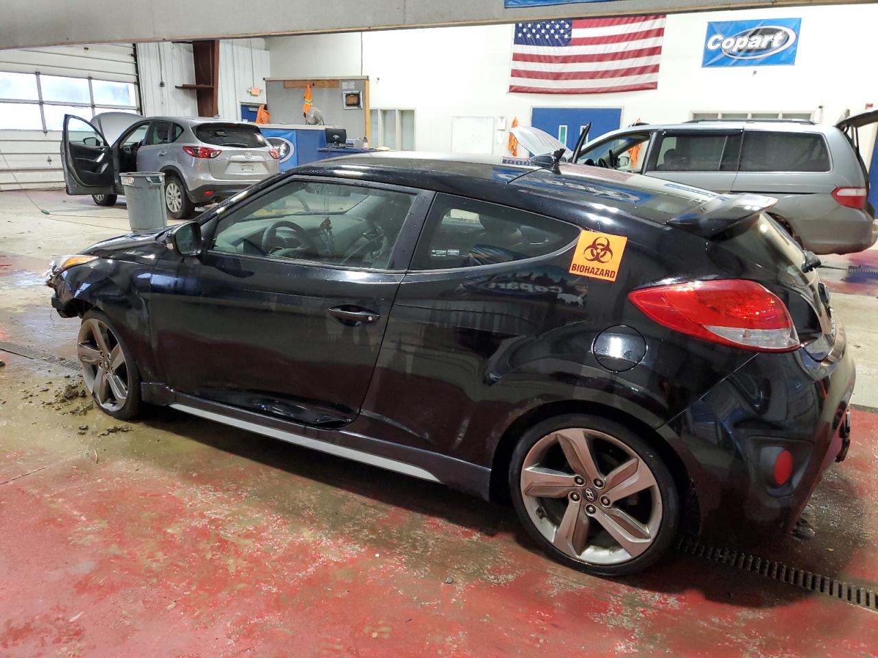 2013 Hyundai Veloster VIN KMHTC6AE8DU137456 Copart auction photo, side / front end damage thumbnail 2