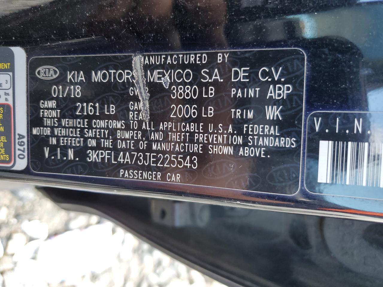 2018 KIA Forte VIN 3KPFL4A73JE225543 Copart auction photo, all over damage thumbnail 12