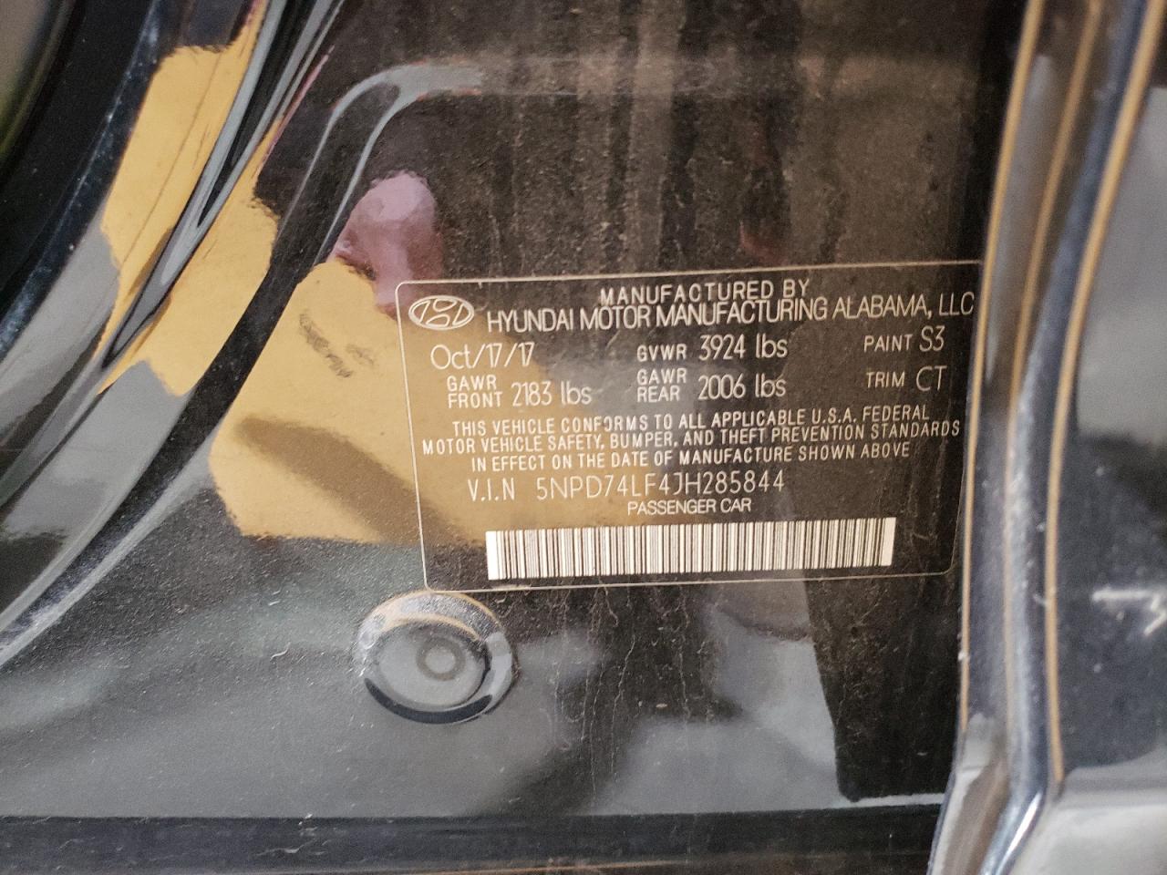 2018 Hyundai Elantra VIN 5NPD74LF4JH285844 Copart auction photo, rear end damage thumbnail 12