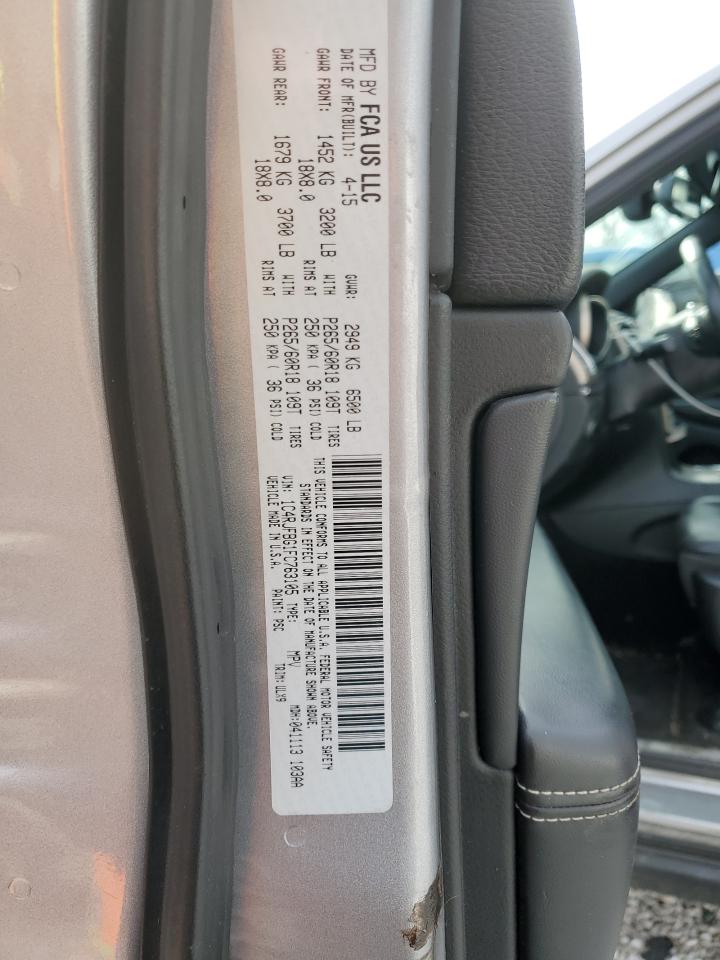 2015 Jeep Grand Cherokee VIN 1C4RJFBG1FC763105 Copart auction photo, rear end / front end damage thumbnail 13
