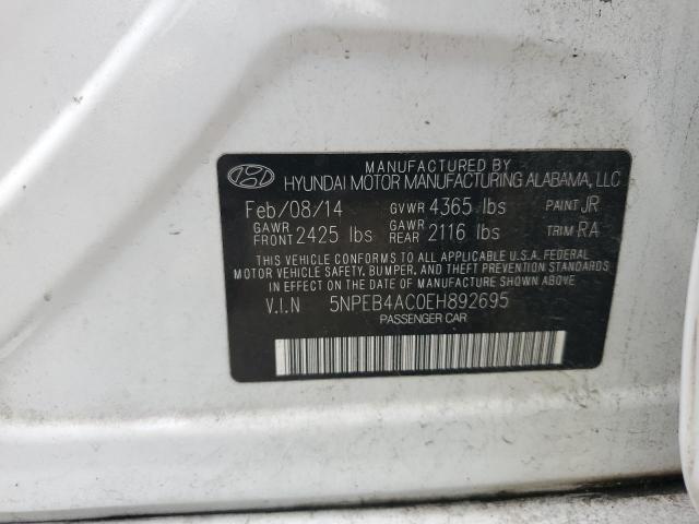 2014 Hyundai Sonata VIN 5NPEB4AC0EH892695 Copart auction photo, vandalism damage thumbnail 12