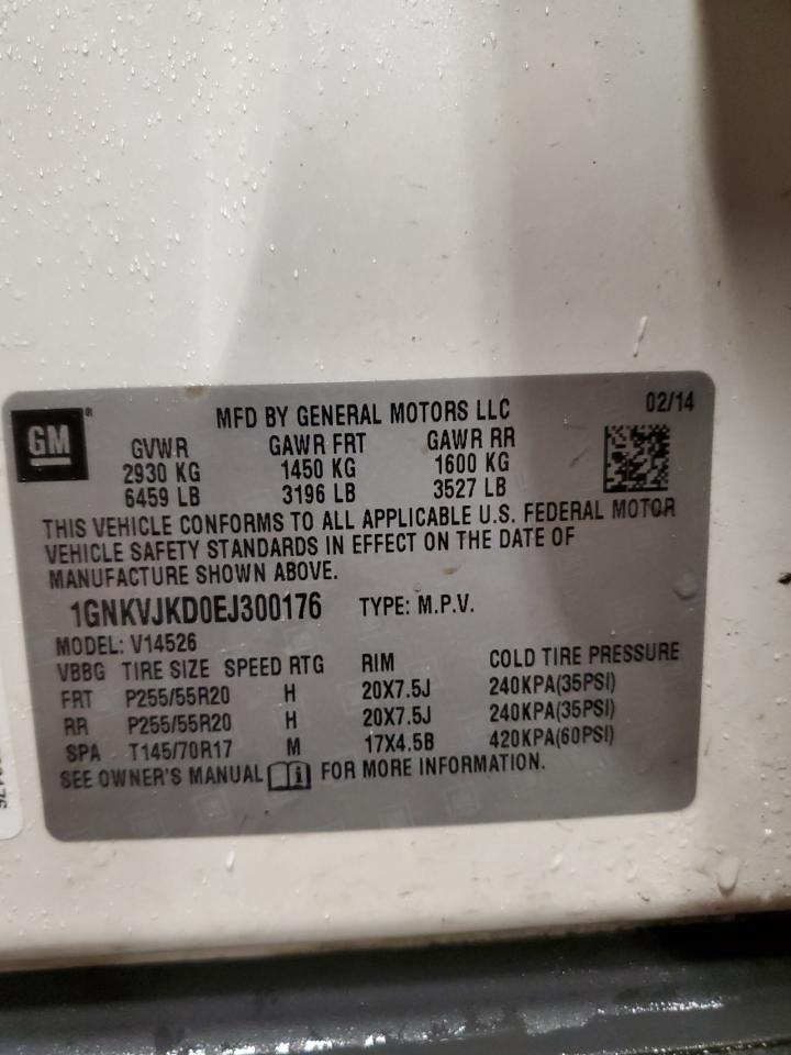 2014 Chevrolet Traverse VIN 1GNKVJKD0EJ300176 Copart auction photo, front end damage thumbnail 14