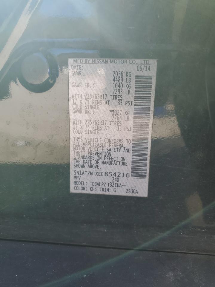2014 Nissan Rogue VIN 5N1AT2MTXEC854216 Copart auction photo, front end damage thumbnail 15