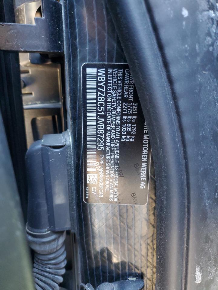 2018 BMW i3 VIN WBY7Z8C51JVB87295 Copart auction photo, minor dent/scratches damage thumbnail 12