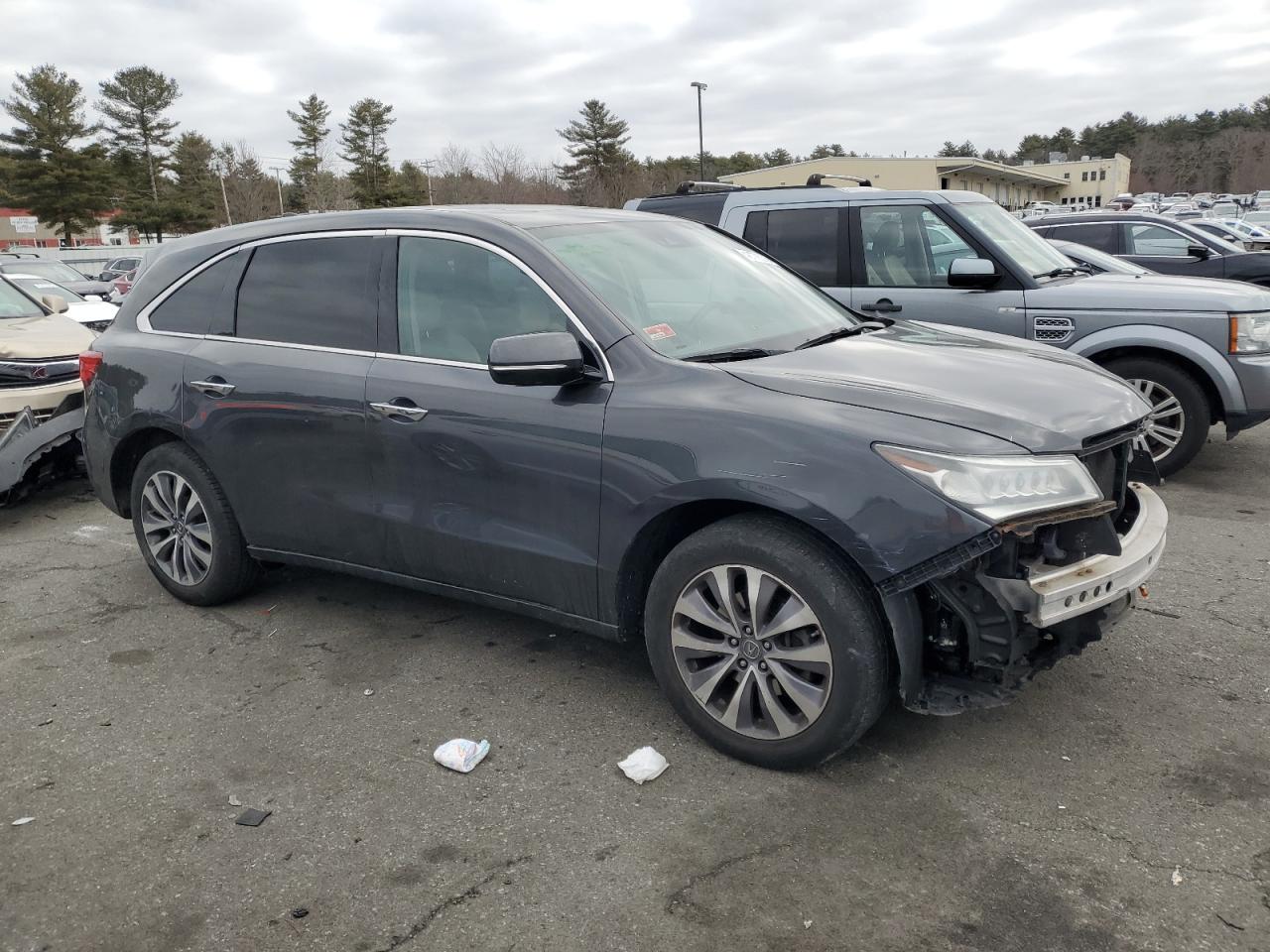 2016 Acura MDX VIN 5FRYD4H48GB002207 Copart auction photo, front end / side damage thumbnail 4
