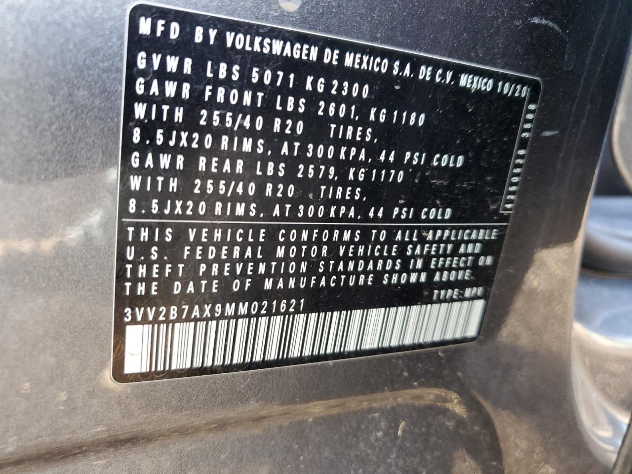 2021 Volkswagen Tiguan VIN 3VV2B7AX9MM021621 Copart auction photo, undercarriage damage thumbnail 13