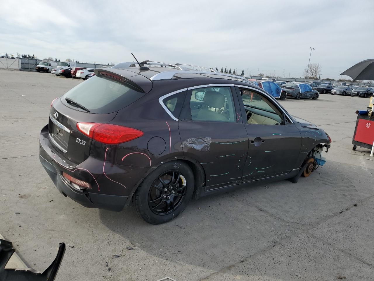 2008 Infiniti EX VIN JNKAJ09F98M354451 Copart auction photo, all over damage thumbnail 3