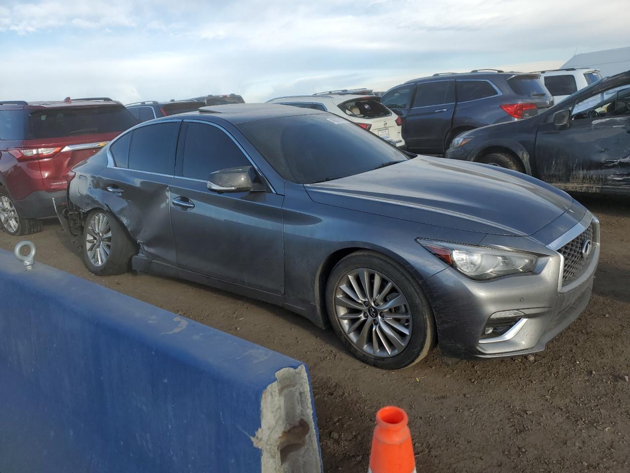 2021 Infiniti Q50 VIN JN1EV7BRXMM755380 Copart auction photo, side damage thumbnail 4