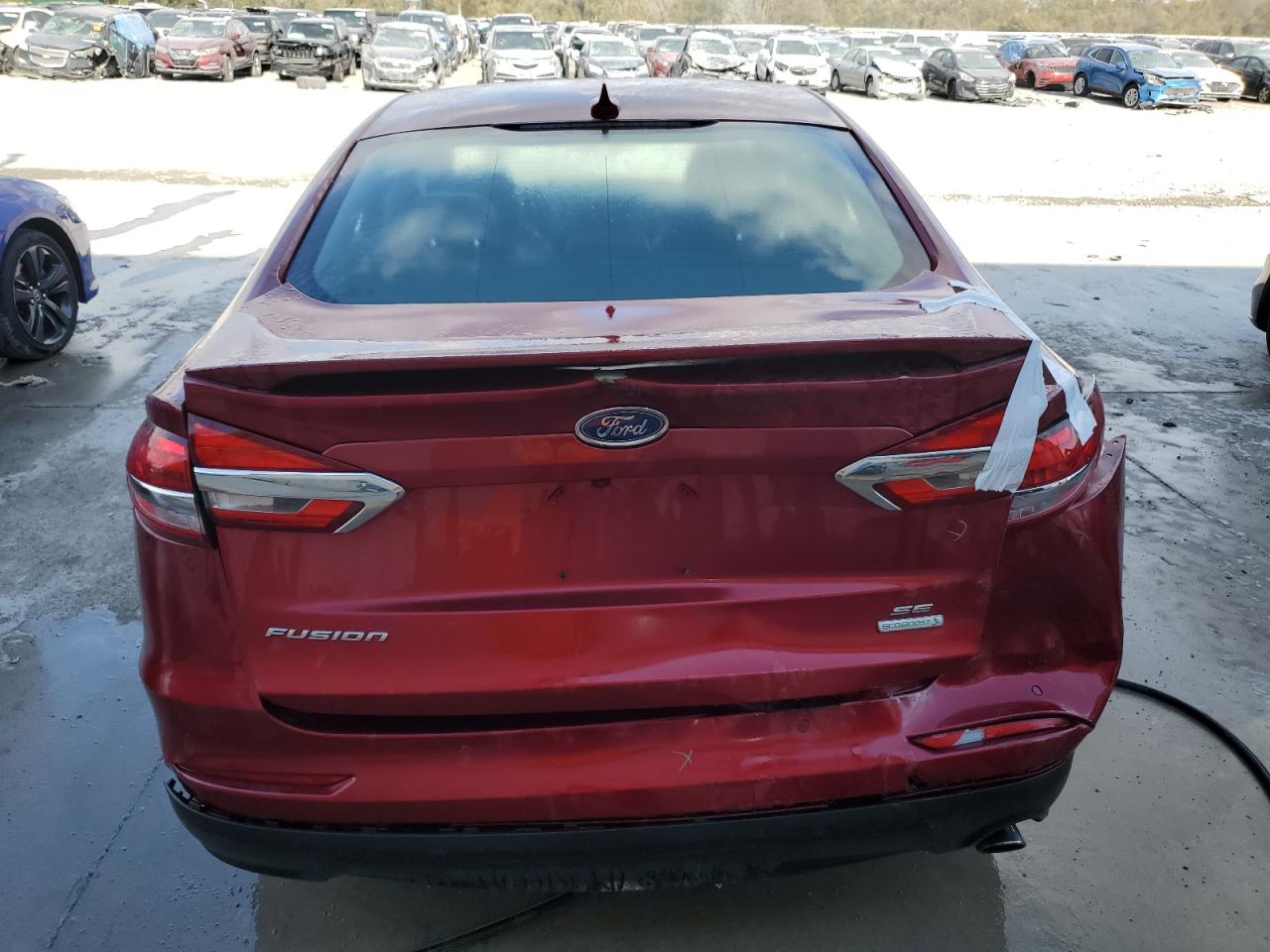 2019 Ford Fusion VIN 3FA6P0HD8KR247904 Copart auction photo, side / rear end damage thumbnail 6