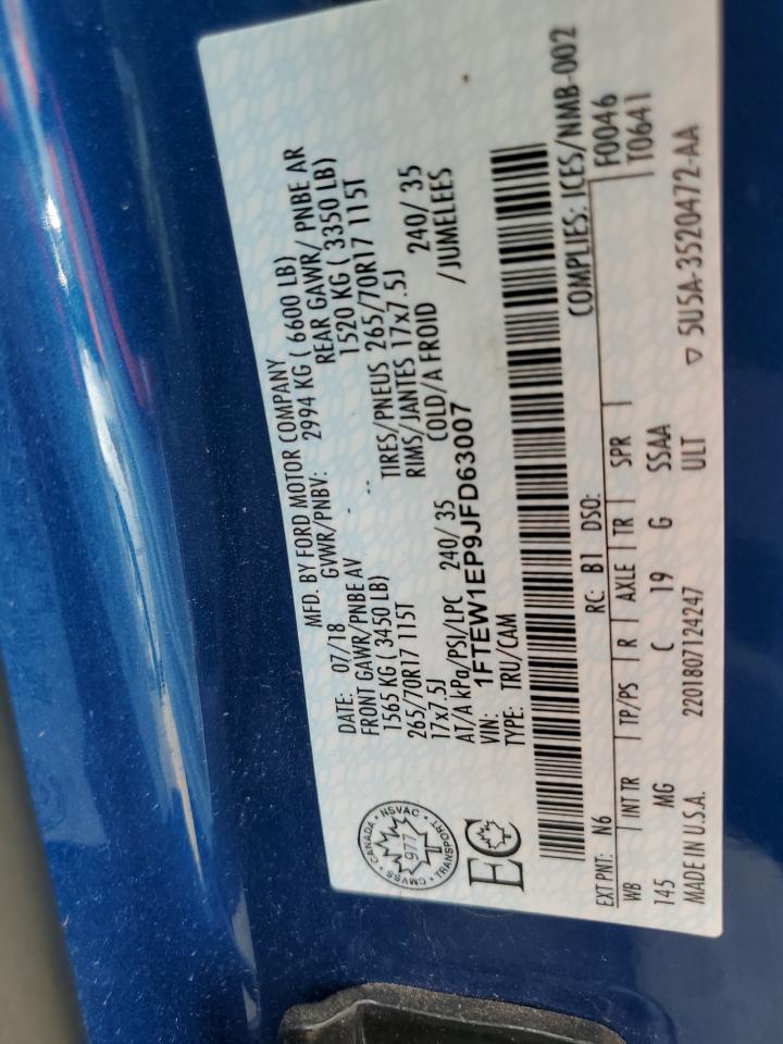 2018 Ford F-150 VIN 1FTEW1EP9JFD63007 Copart auction photo, all over damage thumbnail 12
