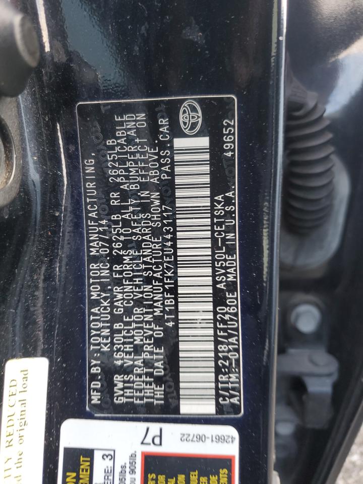 2014 Toyota Camry VIN 4T1BF1FK7EU443117 Copart auction photo, front end damage thumbnail 12