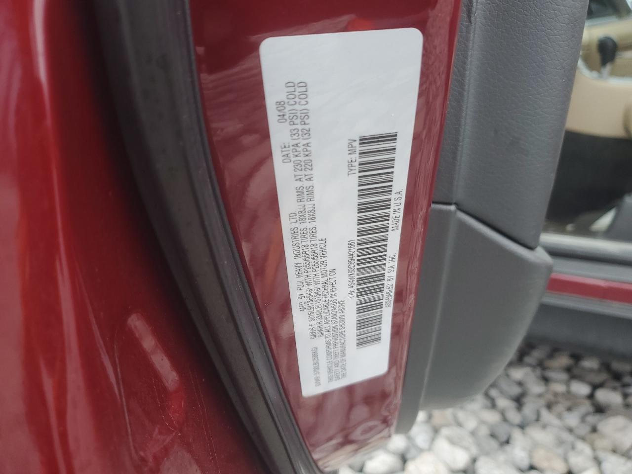 2009 Subaru Tribeca VIN 4S4WX93D694401661 Copart auction photo, rear end damage thumbnail 15