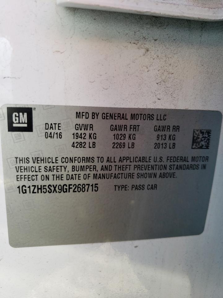 2016 Chevrolet Malibu VIN 1G1ZH5SX9GF268715 Copart auction photo, side / front end damage thumbnail 12