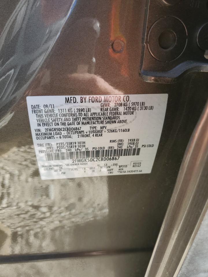 2012 Ford Flex VIN 2FMGK5DC2CBD06867 Copart auction photo, front end damage thumbnail 13