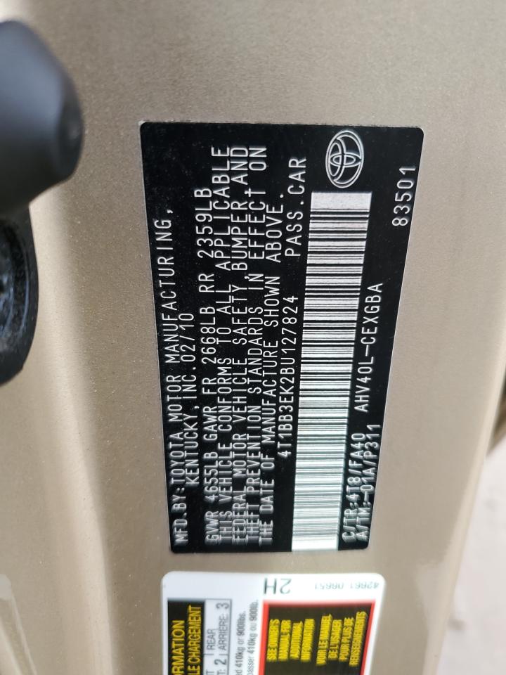 2011 Toyota Camry VIN 4T1BB3EK2BU127824 Copart auction photo, front end / rear end damage thumbnail 12