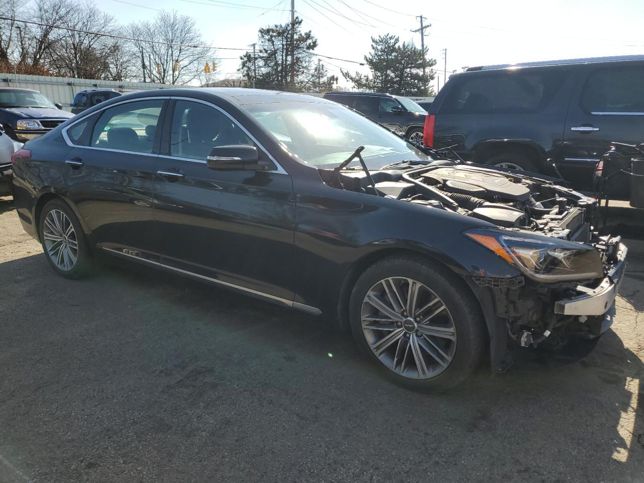 2018 Genesis G80 VIN KMHGN4JE6JU233940 Copart auction photo, front end damage thumbnail 4