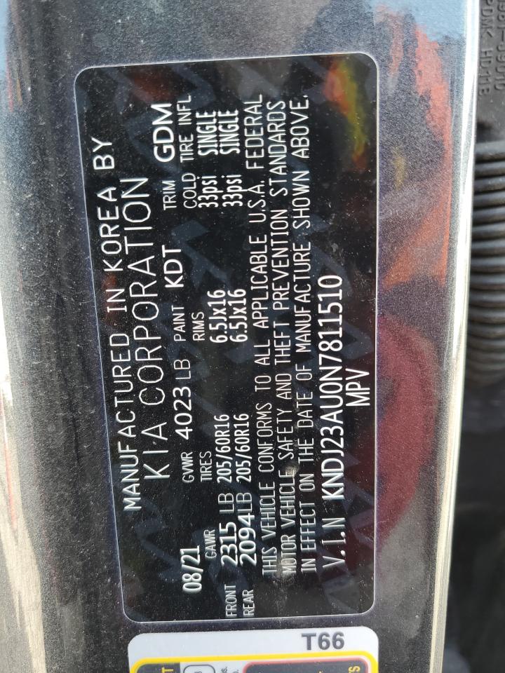 2022 KIA Soul VIN KNDJ23AU0N7811510 Copart auction photo, front end damage thumbnail 14
