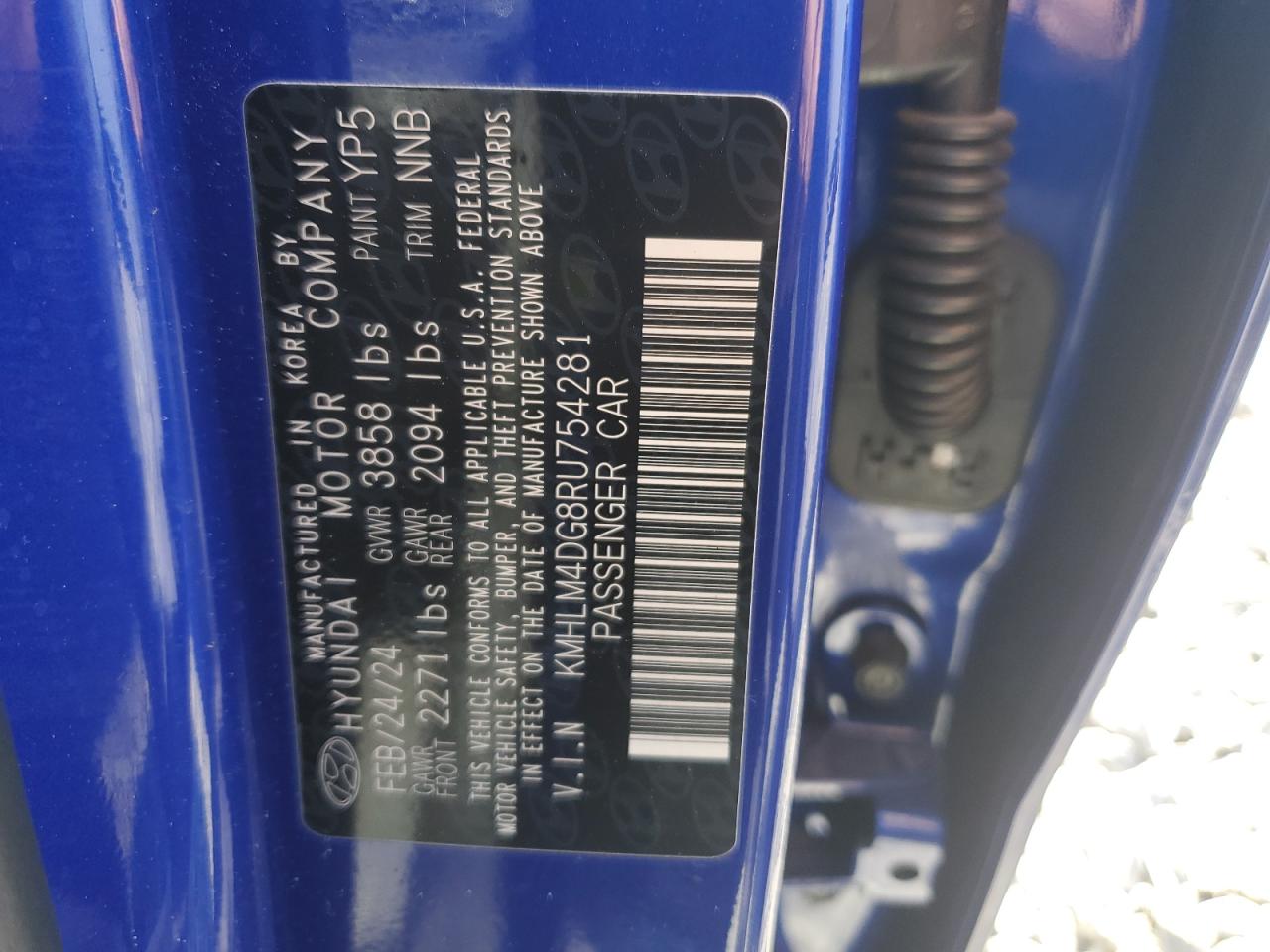 2024 Hyundai Elantra VIN KMHLM4DG8RU754281 Copart auction photo, front end damage thumbnail 14