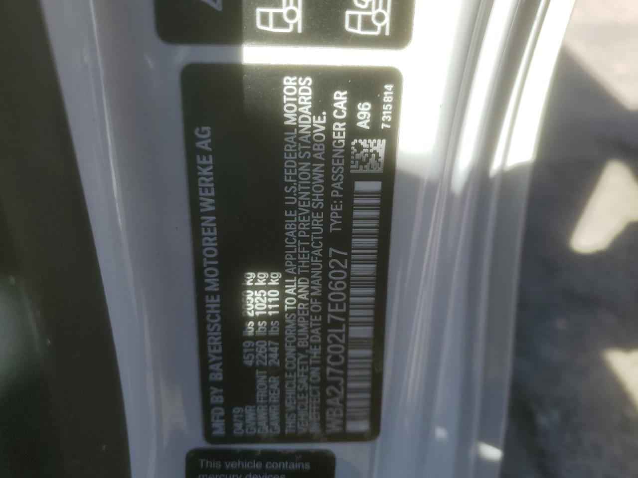 2020 BMW M2 VIN WBA2J7C02L7E06027 Copart auction photo, front end / minor dent/scratches damage thumbnail 15