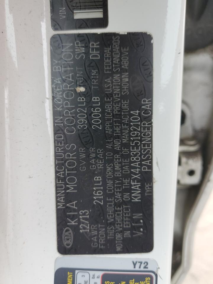 2014 KIA Forte VIN KNAFX4A83E5192104 Copart auction photo, front end / minor dent/scratches damage thumbnail 12