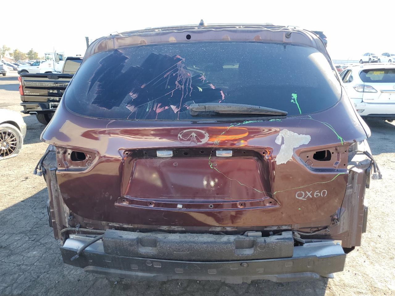2015 Infiniti QX60 VIN 5N1AL0MN9FC501652 Copart auction photo, front end / rear end damage thumbnail 6