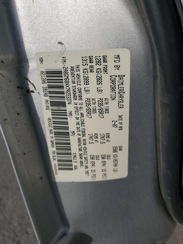 2007 Chrysler Pacifica VIN 2A8GM68XX7R253374 Copart auction photo, front end damage thumbnail 13