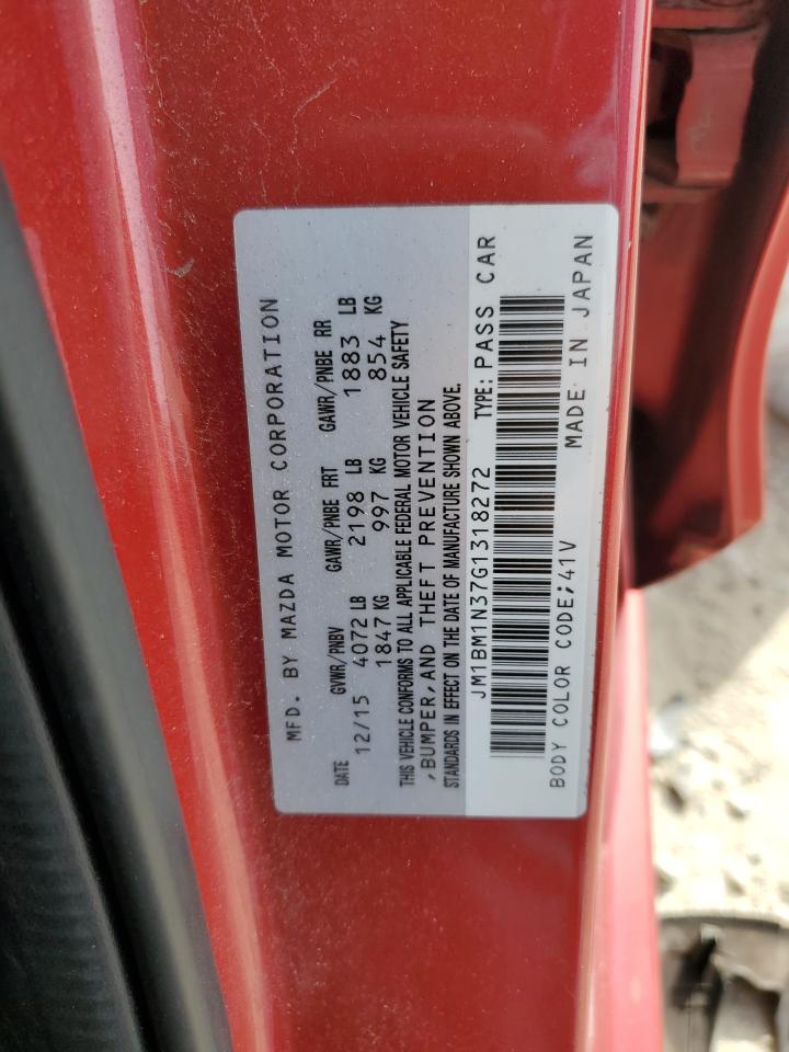 2016 Mazda 3 VIN JM1BM1N37G1318272 Copart auction photo, front end / side damage thumbnail 13