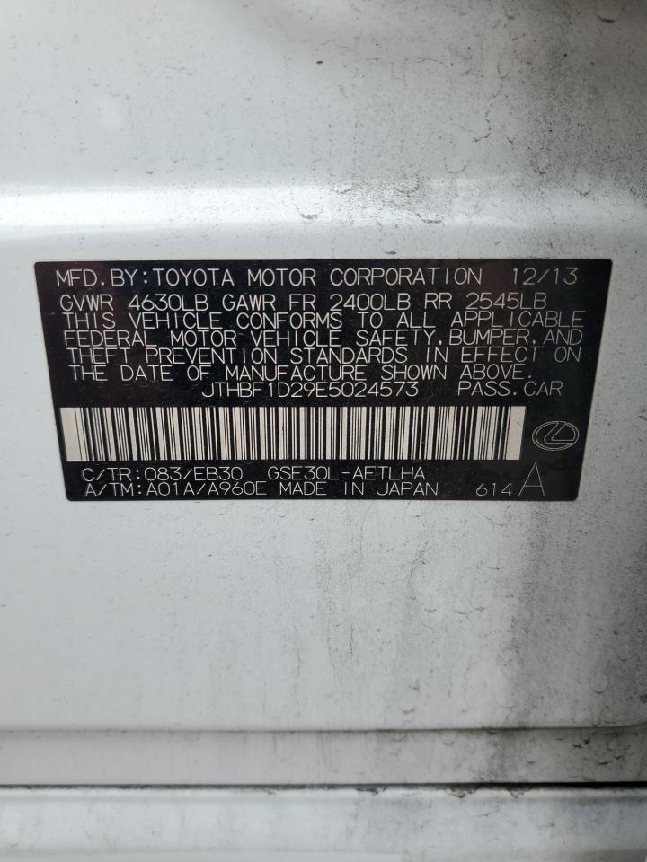 2014 Lexus IS VIN JTHBF1D29E5024573 Copart auction photo, front end damage thumbnail 15
