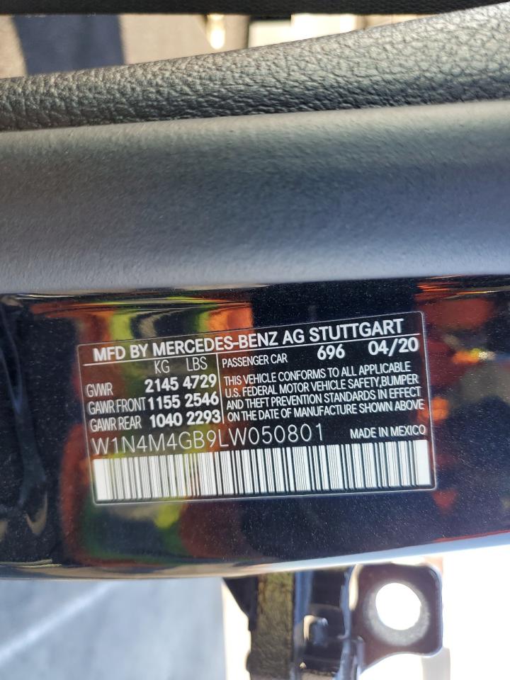 2020 Mercedes-Benz GLB VIN W1N4M4GB9LW050801 Copart auction photo, vandalism / stripped damage thumbnail 12