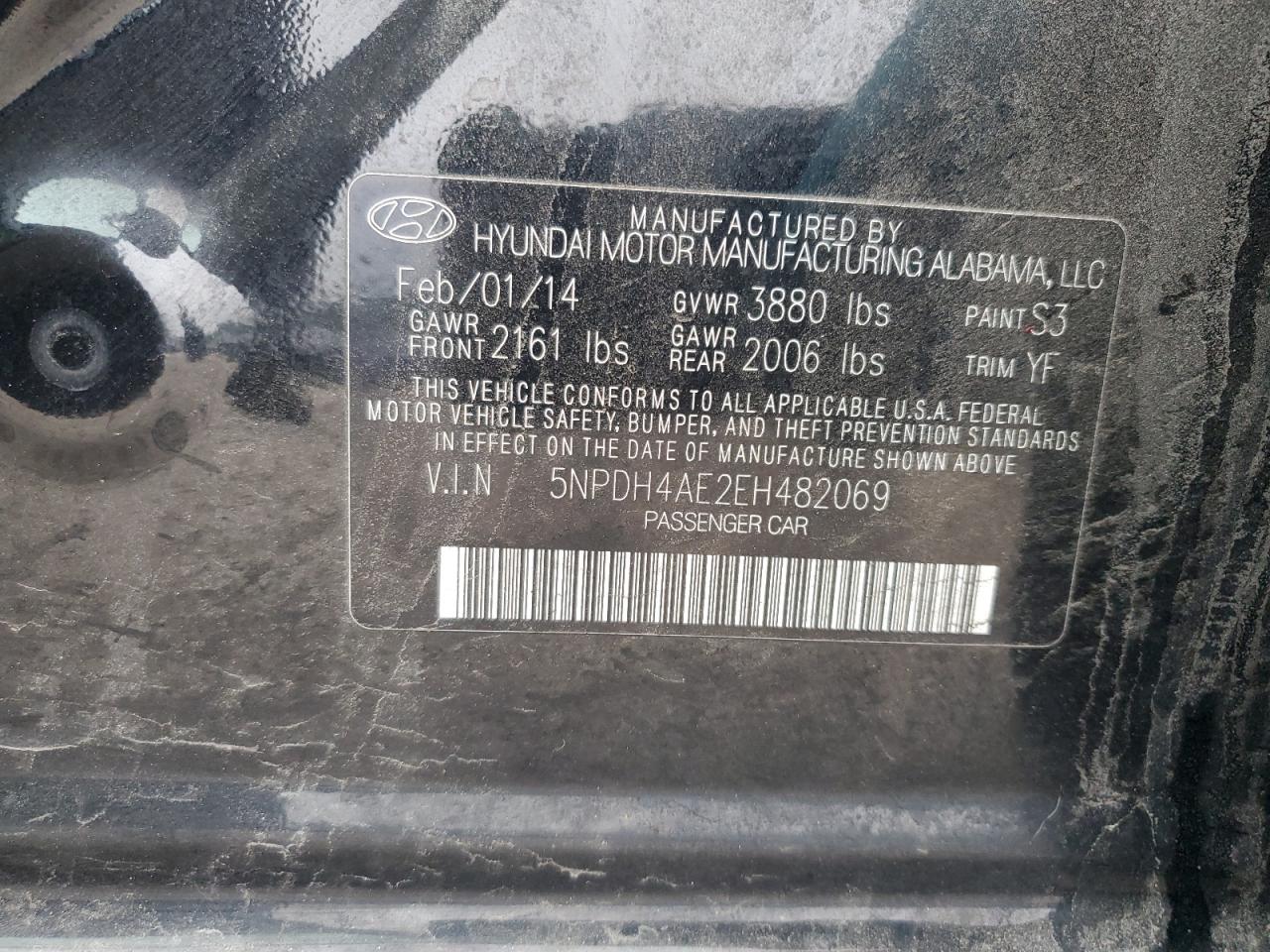 2014 Hyundai Elantra VIN 5NPDH4AE2EH482069 Copart auction photo, front end damage thumbnail 15