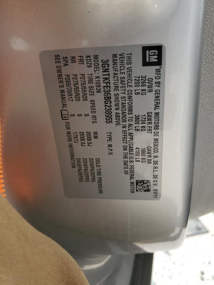 2011 Chevrolet Avalanche VIN 3GNTKFE36BG238955 Copart auction photo, front end damage thumbnail 15