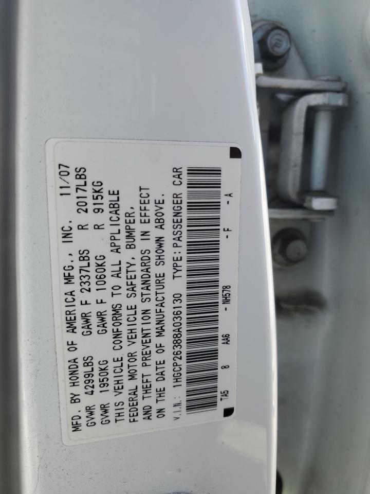 2008 Honda Accord VIN 1HGCP26388A036130 Copart auction photo, front end damage thumbnail 12
