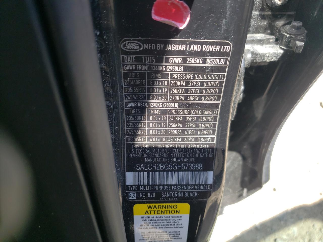 2016 Land Rover Discovery VIN SALCR2BG5GH573988 Copart auction photo, burn - engine damage thumbnail 13