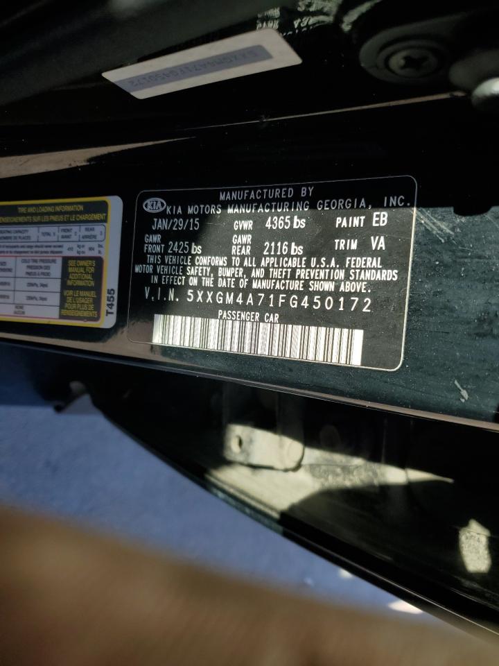 2015 KIA Optima VIN 5XXGM4A71FG450172 Copart auction photo, side / front end damage thumbnail 14