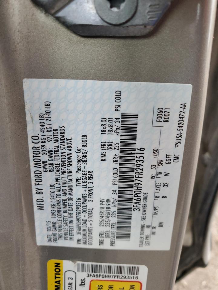 2015 Ford Fusion VIN 3FA6P0H97FR293516 Copart auction photo, front end damage thumbnail 12
