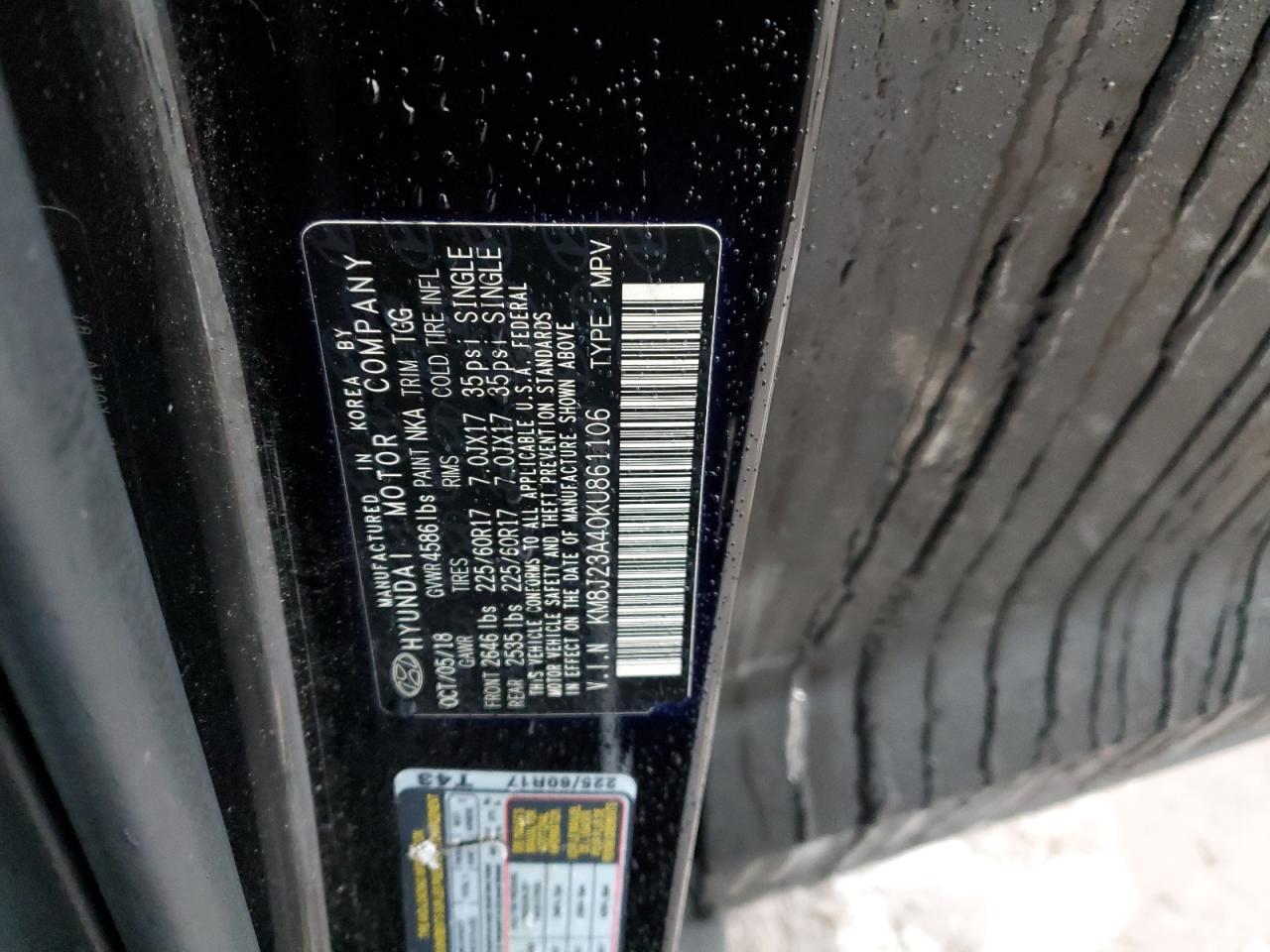 2019 Hyundai Tucson VIN KM8J23A40KU861106 Copart auction photo, vandalism damage thumbnail 13