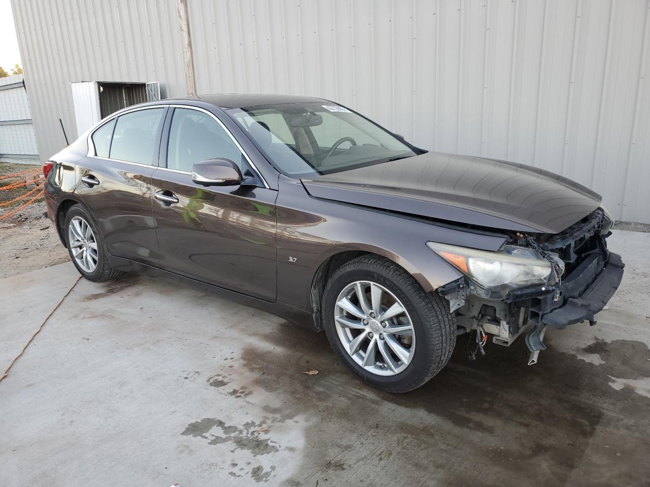 2014 Infiniti Q50 VIN JN1BV7AR8EM680510 Copart auction photo, front end damage thumbnail 4